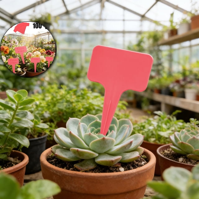100Pcs Plant Tags Plastic T-Type Garden Labels Markers Plant Stakes Garden Decoration, Pots, Plant Labels, Planters and Container Accessories