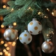 thumbnail image 2 of 4-Piece Set of White and Champagne Gold Glittered Starburst Christmas Glass Ball Ornaments 3" (80mm), 2 of 2