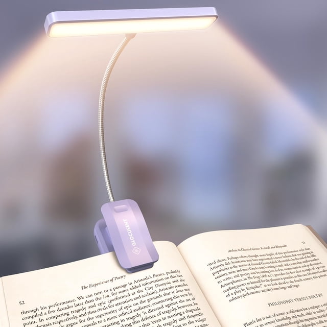 Lámpara Glocusent, 26 LED, recargable, para libros, con clip