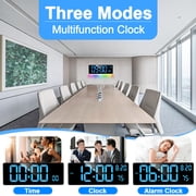 XREXS Digital Wall Clock Large Display, 16.5 LED Wall Clock with 6 Color Changes Night Lights, Auto DST, Count Up/Down Timer Clock with Remote Control for Living Room Bedroom Office Wall Decor