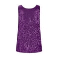 thumbnail image 6 of Otntypg Womens Summer Fashion Sequin Tops Casual Scoop Neck Sequin Sparkle Shimmer Sleeveless Tanks Tops Flowy Tunic Blouses Purple L, 6 of 7