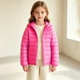 thumbnail image 5 of AUDeals Boys Girls Packable Puffer Jacket, Kids Hooded Lightweight Coat with Storage Bag, Warm Windproof Polyester Outerwear (Hot Pink, 13-14 Years), 5 of 6