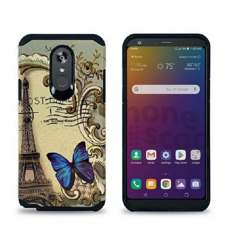 Phone Case for Straight Talk LG Stylo 5 LG Stylo 5 LG Stylo 5 Plus Patterned Hybrid Shockproof Hard Cover Case Tempered Glass Tower Blue