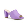 thumbnail image 1 of BLISSFUL STEP Sandales Mules à Talon Bloc à Enfiler pour Femmes Lavande 7, 1 of 7