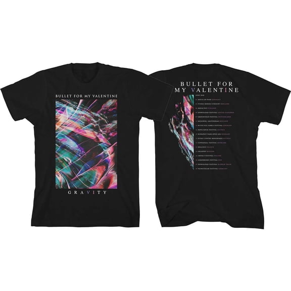 Bullet For My Valentine Unisex T-Shirt Gravity Euro Tour 2018 (Back Print/Ex Tour) (Small)