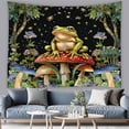 thumbnail image 2 of Funny Frog Mushroom Tapestry Boho Night Starry Star Floral Sage Green Leaves Forest Botanical Plant Rustic Tapestries Wall Hanging for Bedroom Living Room Dorm Background Cloth, 2 of 10