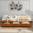 thumbnail image 4 of Kacho Twin Wooden Bed with 3 Drawers, Upholstered Minimalist Style, Easy Assembly and Wooden Slat Support, Under Bed Storage, No Box Springs Required, Oak, 4 of 7