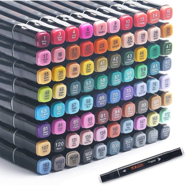 wqlpp-80 Colors Alcohol Markers Dual Tips Permanent Art Markers Pen for Kids & Adult, Alcohol-Based Highlighter Pen Sketch Markers for Painting, Coloring, Sketching and Drawing.(black)