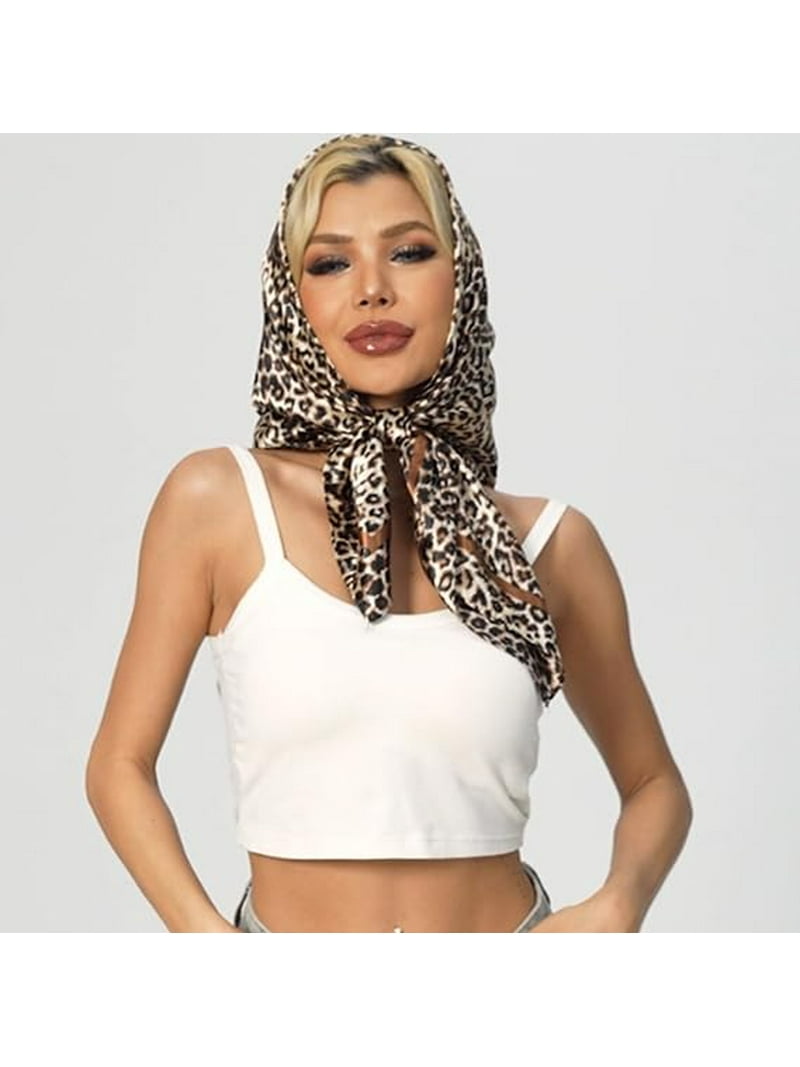 Silk like Leopard Print Head Scarf 35\