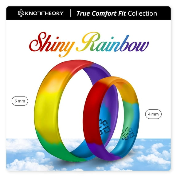 Shiny Rainbow Breathable Silicone Ring 4mm Bandwidth