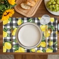 thumbnail image 4 of Yellow Lemons Placemats Set of 4, Summer Fruits Leaves Black White Buffalo Plaid Placemats for Dining Table, Place Mats for Kitchen Tabletop, Waterproof Wipeable Dining Table Mats Set, 4 of 9