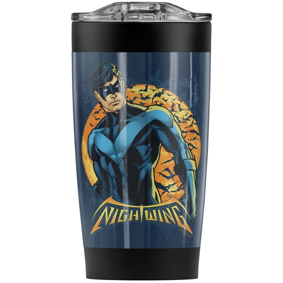Batman Nightwing Moon Stainless Steel Tumbler 20 oz Coffee Travel Mug/Cup, Vacuum Insulated & Double Wall with Leakproof Sliding Lid | Great for Hot Drinks and Cold Beverages
