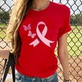 thumbnail image 2 of Sexlip Breast Cancer Shirts for Women Breast Cancer Awareness Shirt Cancer Care Gifts Short Sleeve Tee Top October Red M, 2 of 4