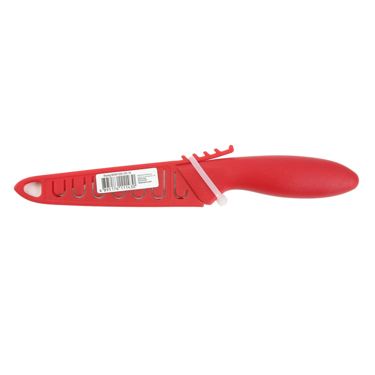 Mainstays Stainless Steel Color 3.5 Kitchen Paring Knife with Red Handle