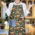 thumbnail image 6 of Green Highland Cow Daisy Pattern Apron-Garden Aprons for Women with Pockets-Cotton Linen Waterproof Kitchen Cooking Gardening Aprons Adjustable for Kitchen,Cooking,BBQ and Salon 33x27 Inch, 6 of 7