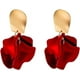thumbnail image 1 of Pendientes rojos grandes, aretes colgantes de zinc rojos para mujer, bohemios, de resina de pétalos, 1 of 6
