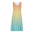 thumbnail image 5 of Dianli Women's Casual Summer 2024 Tiered Midi Dress Sleeveless Crew Neck Loose Ruffle Dress Smocked Elastic Waist Plus Size Boho Gradient Color Sundress, 5 of 5