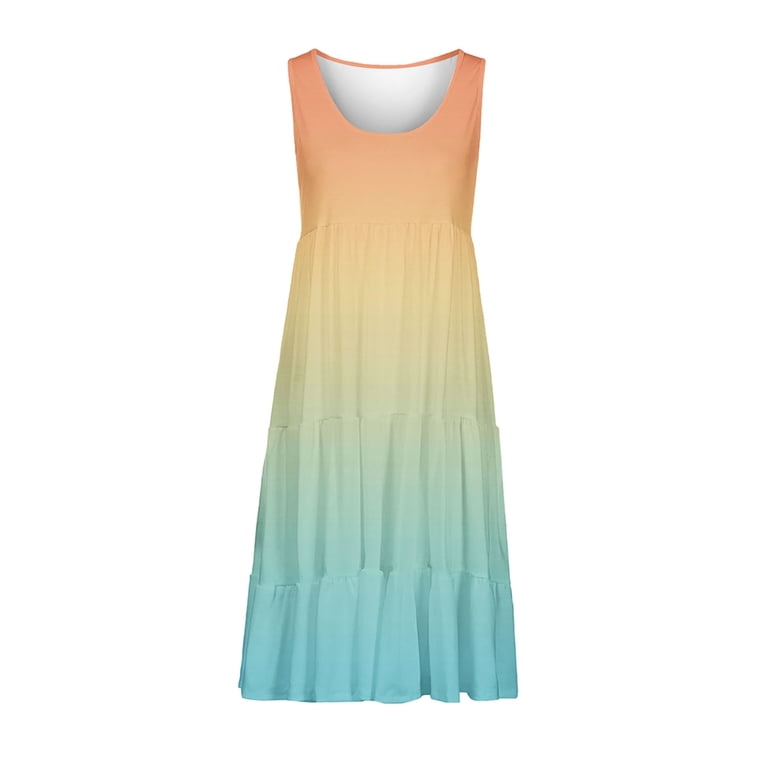 Cagogo Ladies Summer Spring Gradient Aline Swing Flowy Tiered Midi Dress Vacation Dresses Under $5 Casual Loose Sleeveless Tank Crewneck Going Out White Evening Dress - Walmart.com Cagogo Ladies Summer Spring Gradient Aline Swing Flowy Tiered Midi Dress Vacation Dresses Under $5 Casual Loose Sleeveless Tank Crewneck Going Out White Evening Dress - Walmart.com