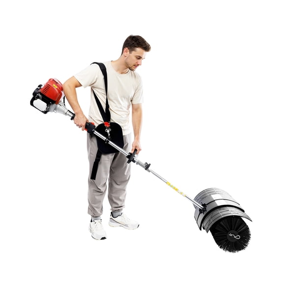 DUYIWAA Lawn Yard Sweeper 4-Stroke 31cc Gas Power Sweeper Outdoor Handheld Sweeping Broom For Artificial Grass Driveway Snow Cleaning