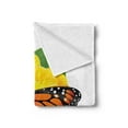 thumbnail image 2 of Butterfly Soft Flannel Fleece Throw Blanket, Monarch Breed Moth Insect Flower Leaves, Cozy Plush for Indoor and Outdoor Use, 50" x 60", Yellow Green Orange, by Ambesonne, 2 of 5