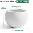 thumbnail image 6 of 21.3" D x 14.8" H Fiberstone Extra Large Planter, White, 16.6" Pot Opening, Sphere Pots with Drainage Hole, Weather Resistance Indoor Outdoor Use, 6 of 8