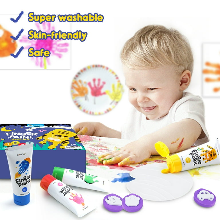 Jar Melo Safe Finger Paints for Baby Kids 3 4 5 6 7 8+Age, 2.1 fl.oz 6  Color Non Toxic Finger Painting Set for Toddler Washable Art Project  Painting Preschool Travel Learning Activity Birthday Gifts 