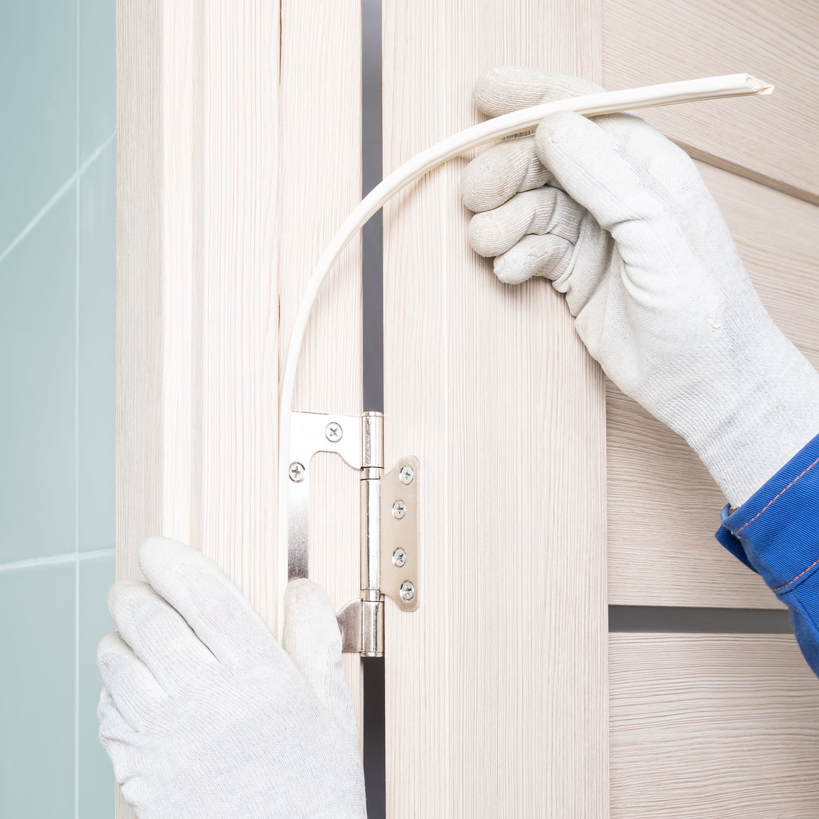 39Ft Kerf Weather Stripping Door Seal, Door Seal Strip, White Cover/White Foam