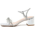 thumbnail image 2 of DADAWEN Women's Open Toe Chunky Heel Sandals Clear Strappy Rhinestone Shiny Bow Silver 10US, 2 of 6
