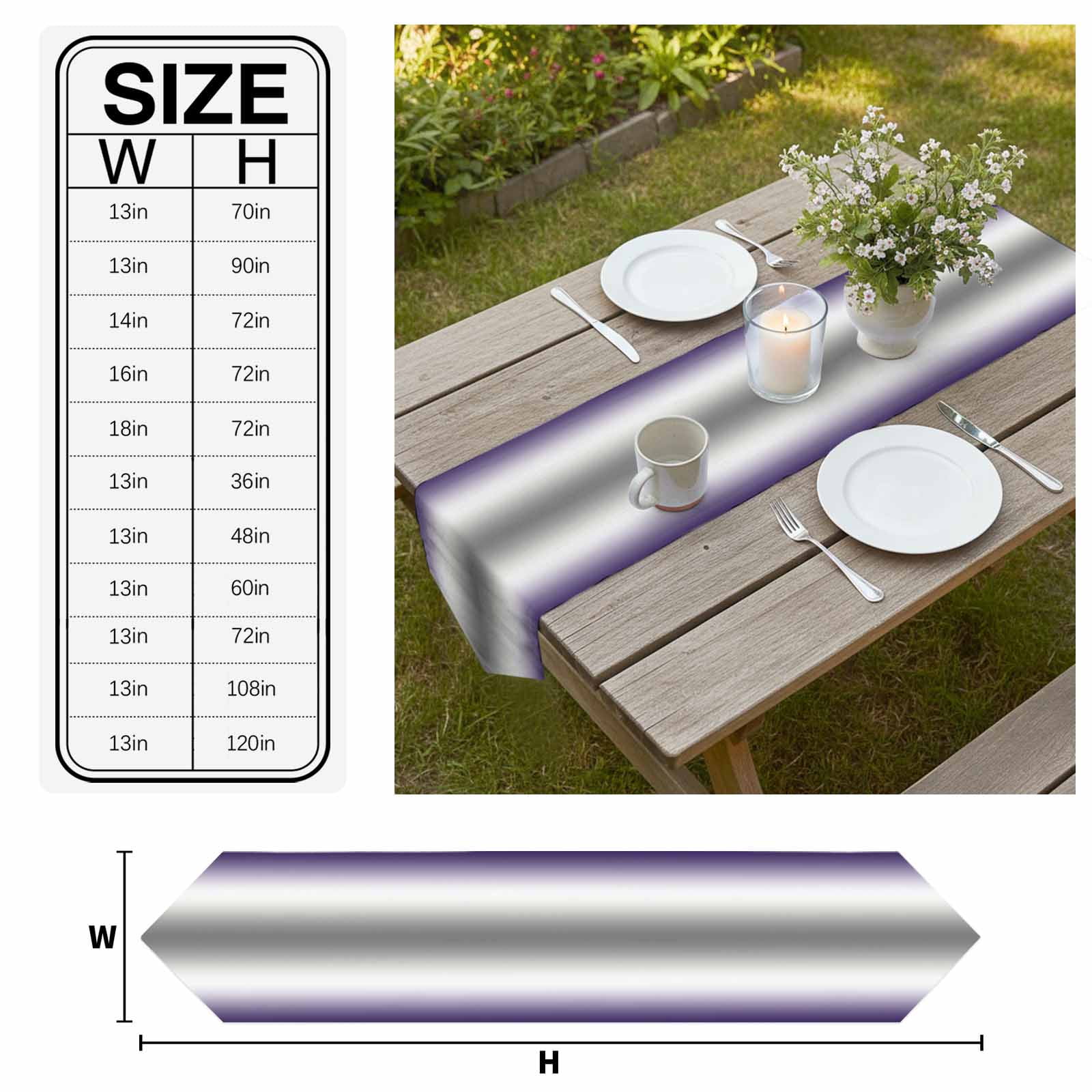 Purple Grey Table Runner Linen Burlap Table Runner 120 Inches Long Gray Farmhouse Modern Rustic Dresser Scarves for Kitchen Island Coffee Dining Room Party Wedding Banquet Holiday Decoration 13"x120"