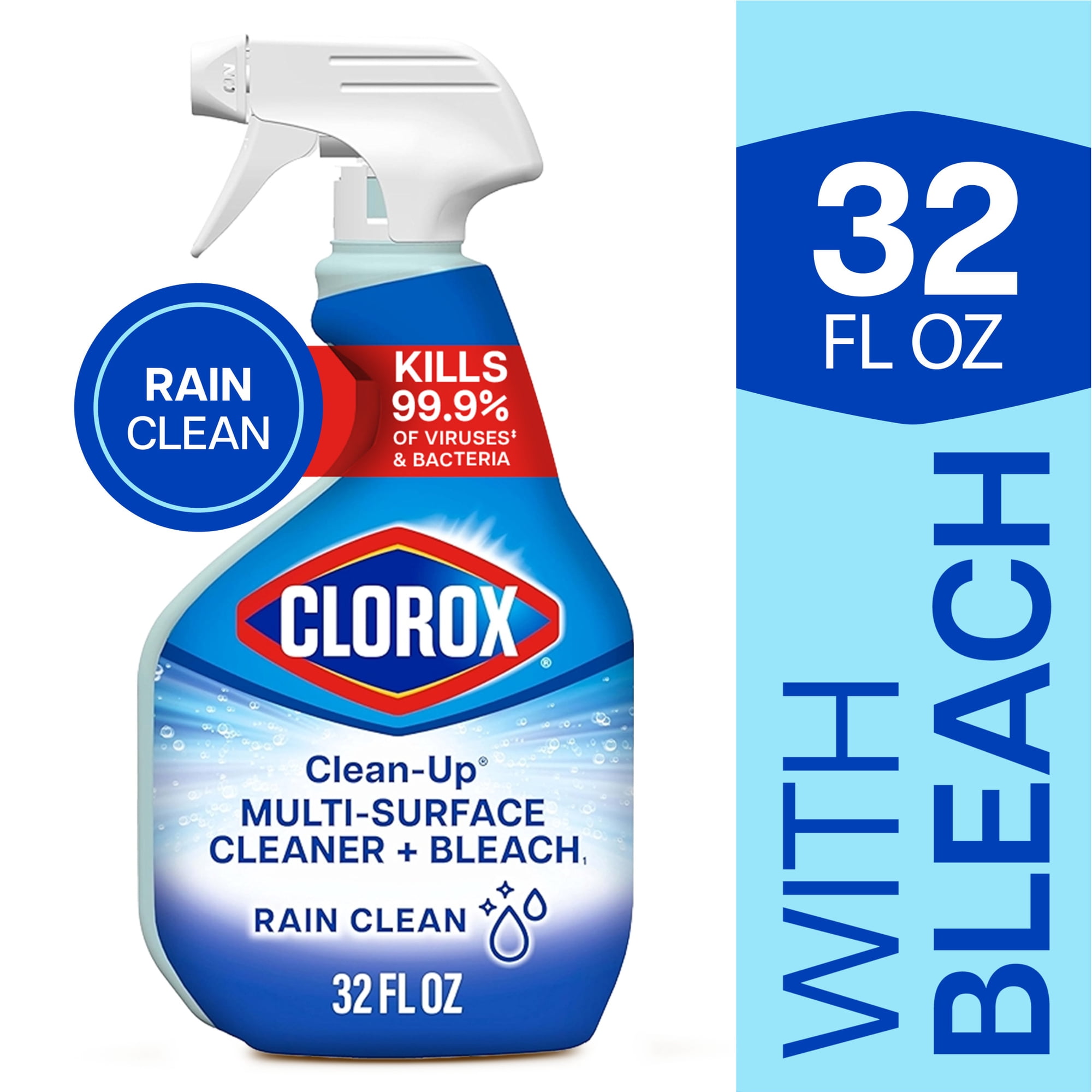 Clorox Clean-Up Multi-Surface All Purpose Cleaner with Bleach, Rain Clean, 32 fl oz