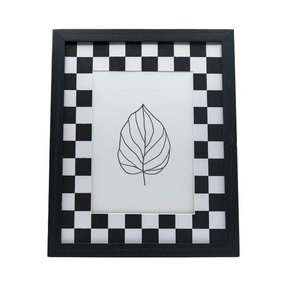 5X7 Black Wood Tabletop Picture Frame with Removable Black and White Checkerboard