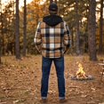 thumbnail image 6 of Fabrcox Men's Hooded Plaid Shacket Long Sleeve Button Down Checkered Shirt Jacket with Chest Pockets Lightweight Casual Fall Outerwear Khaki M, 6 of 7