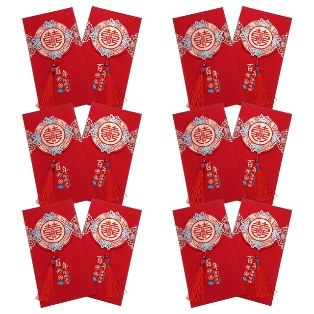 DRAFIDEEP 12Pcs Marriage Paper Red Packets Wedding Supplies Red Envelopes Large Enough for Currency Storage