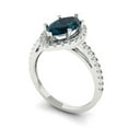 thumbnail image 2 of 2.38ct Marquise Cut Blue Natural London Blue Topaz 18k White Gold Engraving Statement Bridal Wedding Halo Designer Ring Size 8.5, 2 of 5