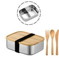 thumbnail image 1 of Compañero de cena sostenible, caja bento de bambú con construcción de acero inoxidable a prueba de fugas para comidas sin complicaciones, 1 of 6