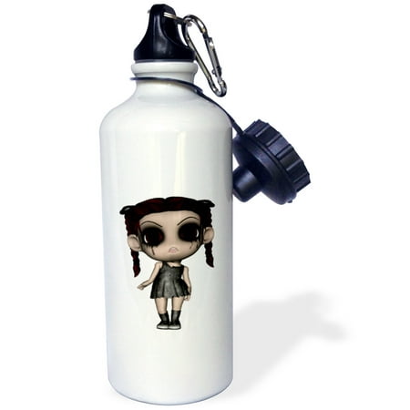 3dRose Halloween Creepy Brunette Girl Doll, Sports Water Bot