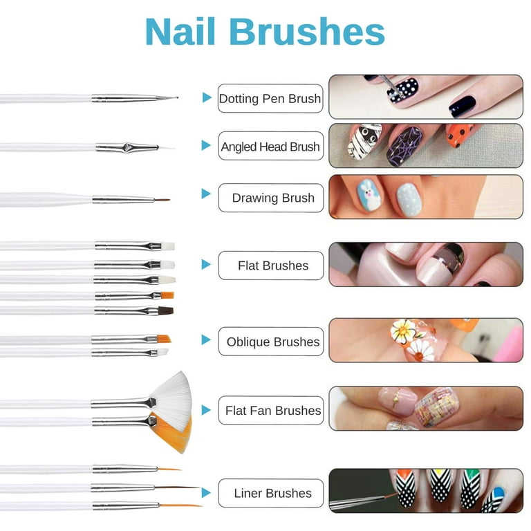 SILPECWEE Nail Art Brush Dotting Tool Nail Detail Brush Liner