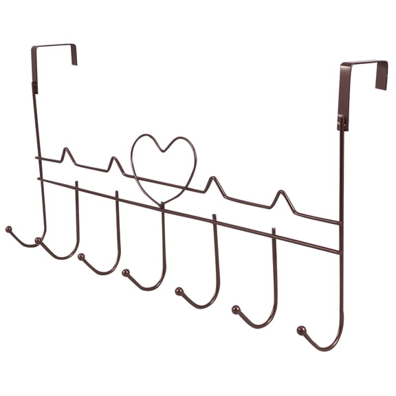 OHOIOLLA Brown Over-the-Door Metal Clothes Hangers with Hooks, Easy No-Drill Installation for Door Organization