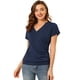 thumbnail image 1 of Top Cruzado Allegra K con Escote En V y manga corta Azul marino M, 1 of 6