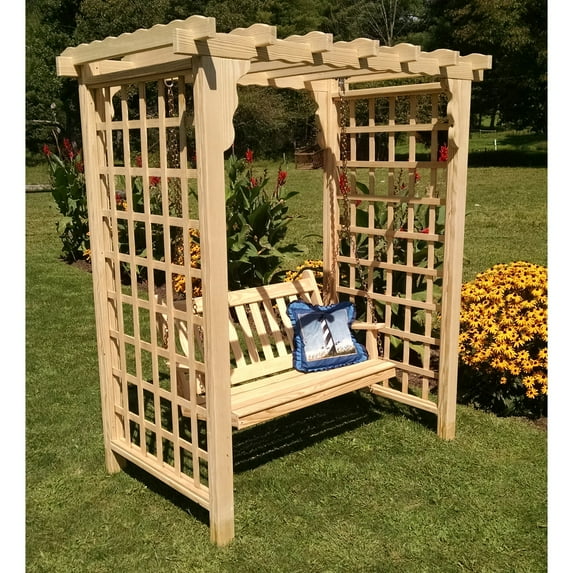 A & L Furniture Lexington 7.5 ft. High Cedar Arbor with Swing