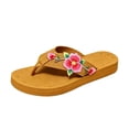 thumbnail image 2 of Sandals For Women,Women's Summer Embroidered Flip Flop Sandals Thick Sole Beach Thong Slippers,Light Brown,41, 2 of 6