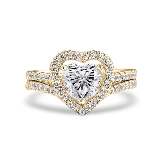 Sterling Silver Heart Moissanite Ring Set For Women