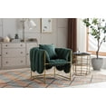 thumbnail image 2 of Sling Accent Chair, Modern Upholstered Leisure Single Sofa Chair with Shredded Foam Cushion and Open Golden Metal Frame, Comfy Lounge Armchair Reading Chair for Living Room Bedroom Office, Emerald, 2 of 7