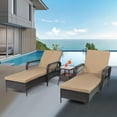 thumbnail image 5 of LEVELEVE Outdoor Patio Lounge Chairs PE Rattan Chaise Lounge with w/6 Positions Adjustable Backrest Armrests Padded Cushions for Poolside Balcony Garden Deck (A-Khaki, 2 Lounges+1 Table), 5 of 5