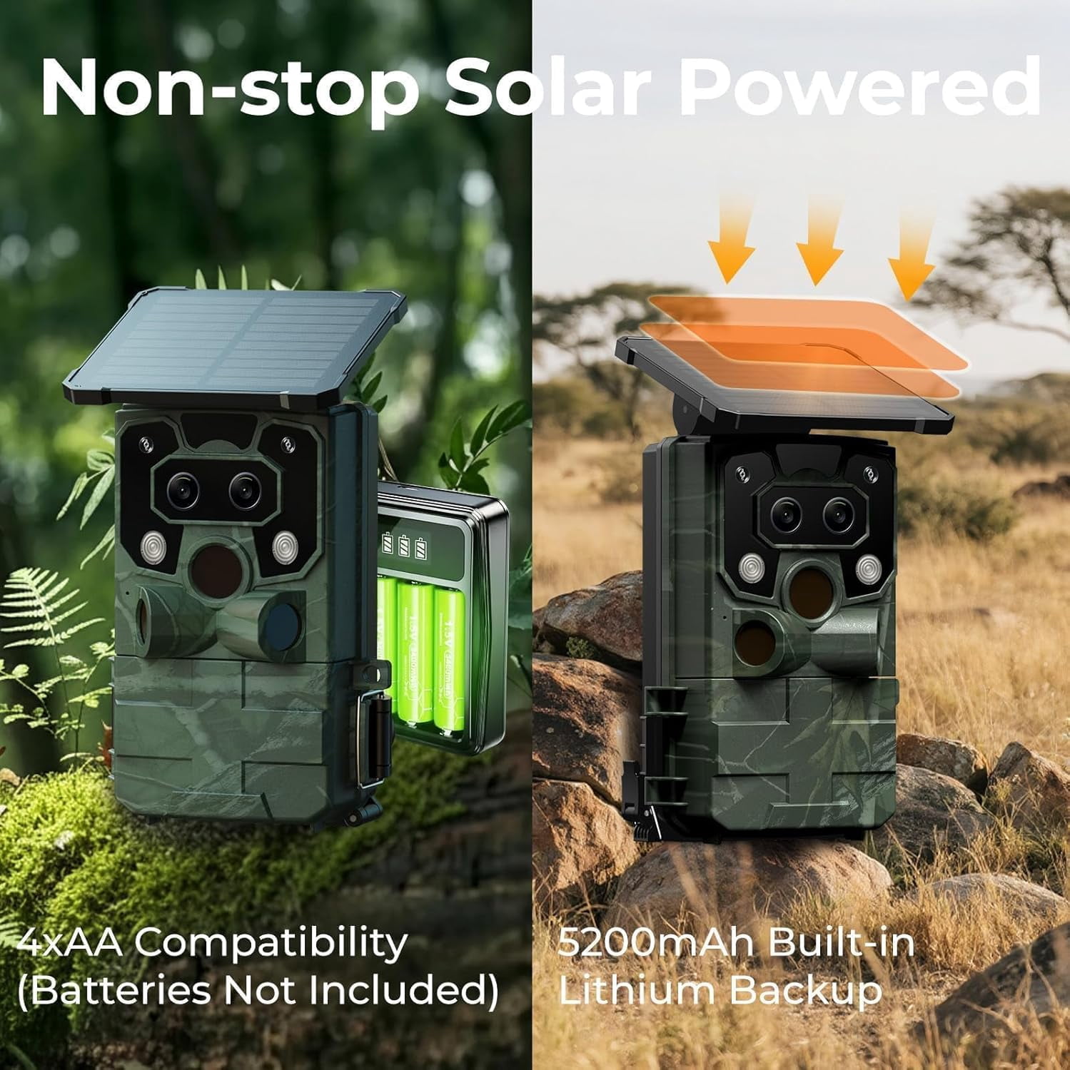 CAMPARK Trail Camera - Dual Lens Starlight Night Vision WiFi 4K 30FPS 60MP Hunting Game Cameras with IMX458 0.1s Trigger Sensors H.265 MP4 Video IP66 Waterproof Trail Cam for Wildlife Monitoring