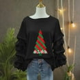 thumbnail image 5 of Yteetum Women's Christmas Crewneck Sweatshirts Oversized Christmas Tree Print Pleated Ruffle Trim Pullover Hoodless Sweatshirts Womens Casual Xmas Graphic Round Neck Loose Lantern Sleeve Sweatshirts, 5 of 5