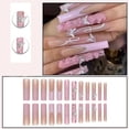 thumbnail image 2 of Press on Nails GUAACCB, 24 unidades, punta francesa rosa con diamantes de imitación, 2 of 7
