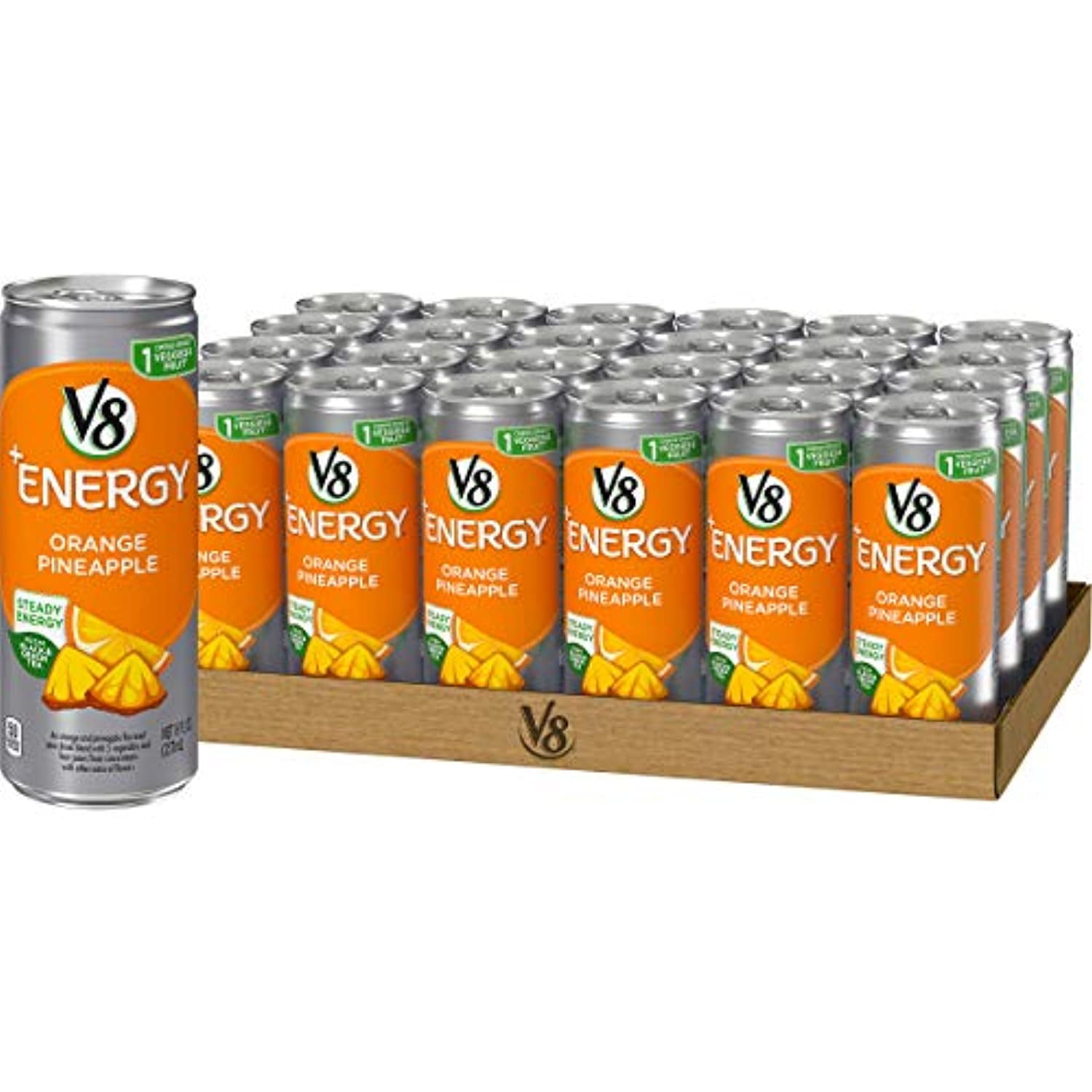 V8 +Energy, Healthy Energy Drink, Natural Energy From Tea, Orange