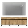 thumbnail image 6 of WAMPAT Modern TV Stand for TVs up to 100 inch, 3 in 1 Entertainment Center TV Console with Adjustable Shelves and Metal Base for Living Room,Bedroom,Oak, 6 of 6
