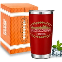 Football Fan 20 Oz Insulated Travel Coffee Cup Mug Tumbler with Lid San Francisco Themed Merch Shop Men Women Sport Stuff Gear Apparel 49er Team Decor Accessories Husband Boyfriend Dad Birthday Gifts